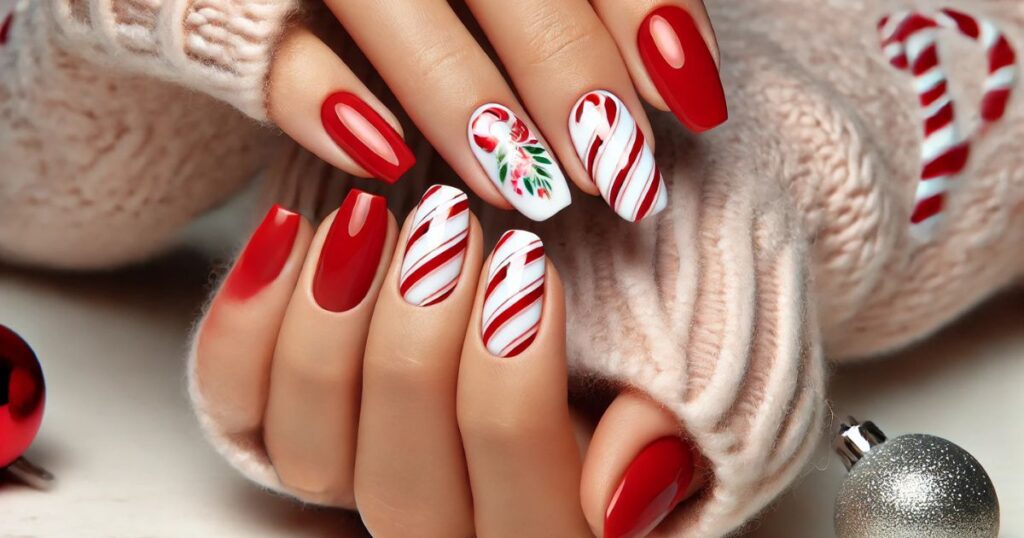 Classic Candy Cane Stripes Nails