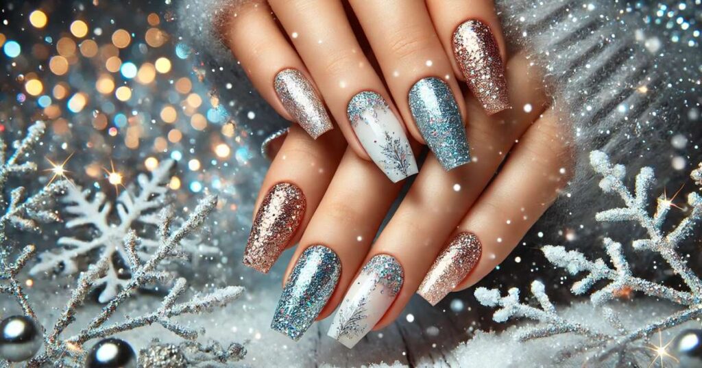 Frosted Glitter Nails