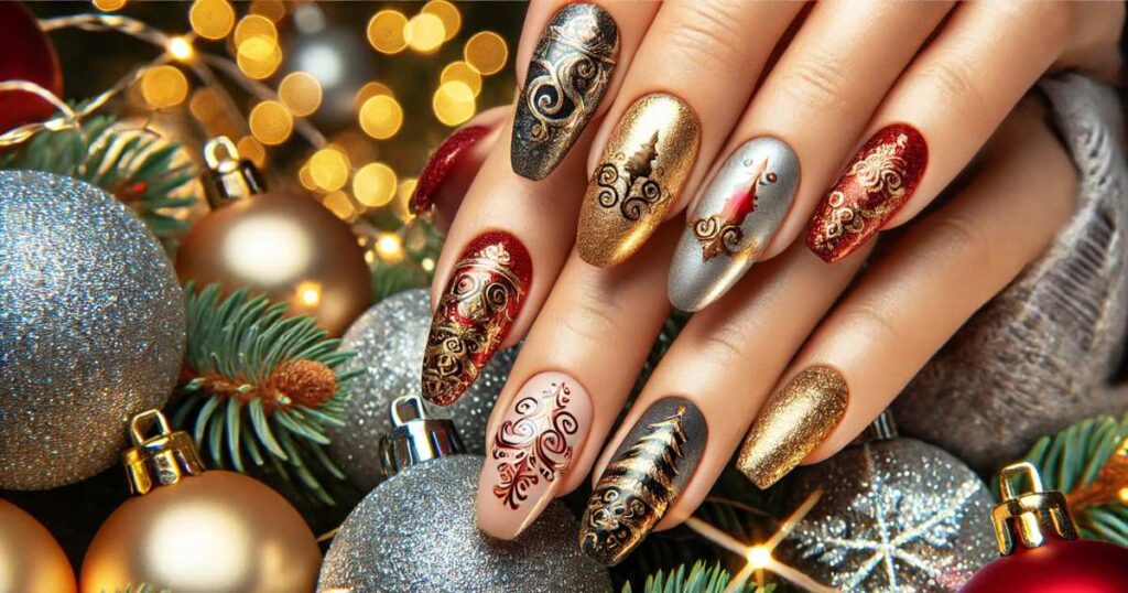 Ornament-Inspired Nail Art