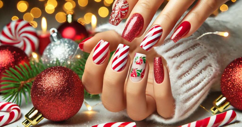 Candy Cane Stripes Nails