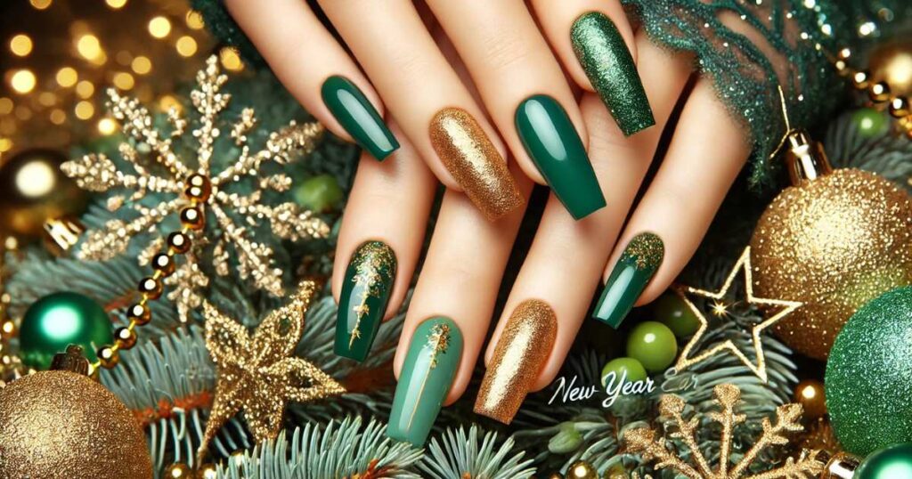 Green Sparkle Nails