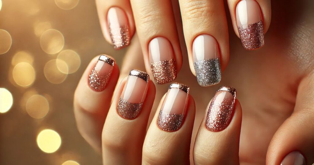 Metallic Glitter French Tips