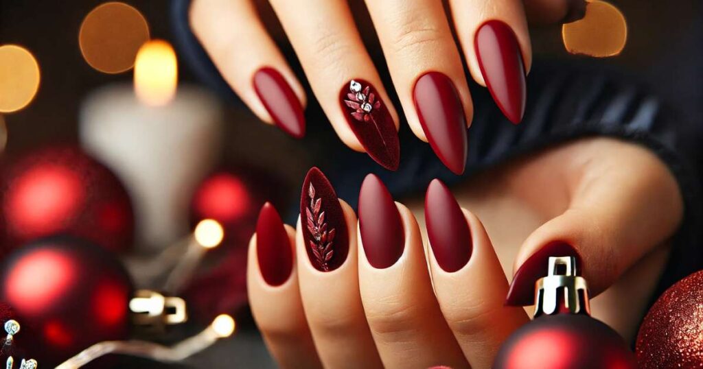 Red Velvet Almond Nails