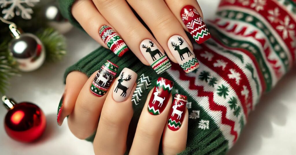Ugly Christmas Sweater Nails