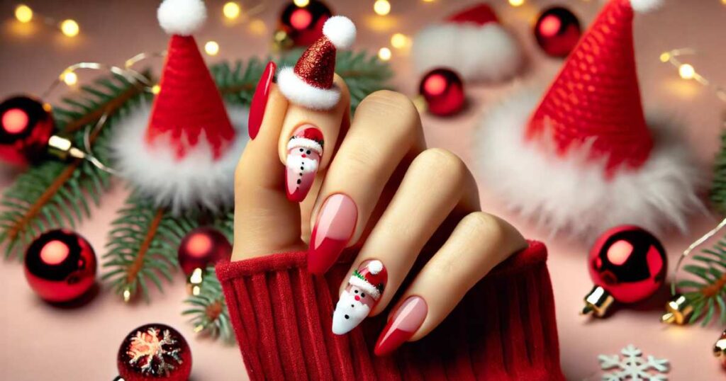 Santa Hat Nails - Cute Christmas Nails